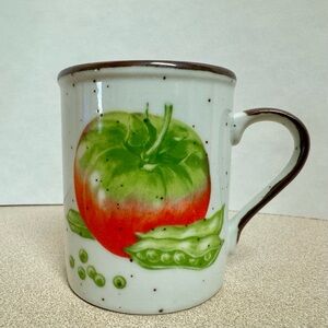 1970s Vintage Otagiri Stoneware Tomato and Pea Ceramic Mug